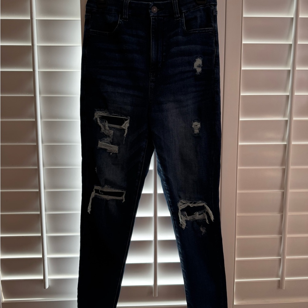 American Eagle, Stretch High Waisted Legging Distressed - Dark Blue